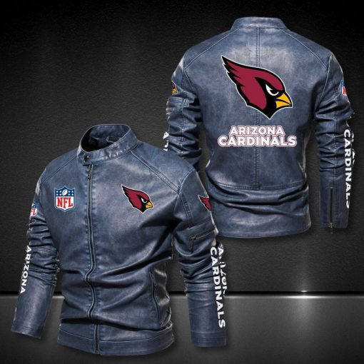 Arizona Cardinals Stand-up Collar Leather Jacket PBZ9SXJ