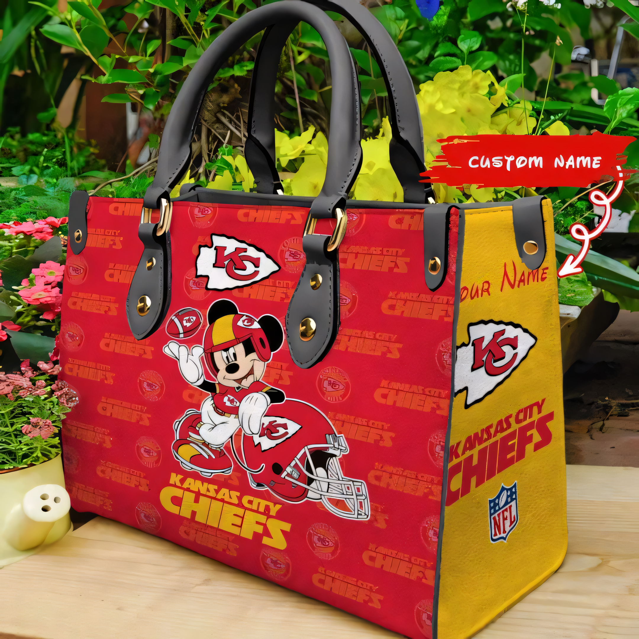 Kansas City Chiefs Personalized Leather Hand Bag BB423