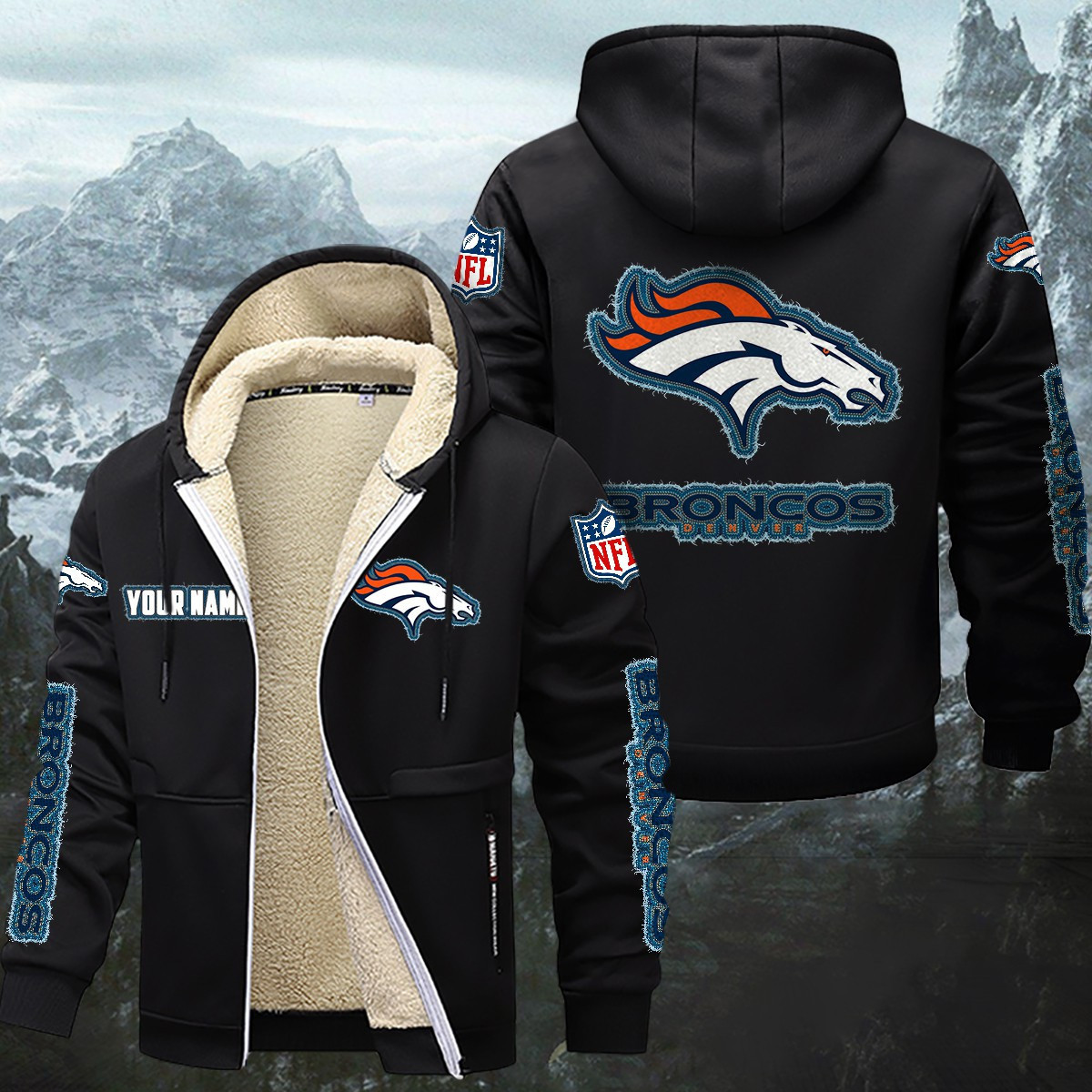 Denver Broncos Sherpa-Lined Zip Hoodie WINHZVC12010