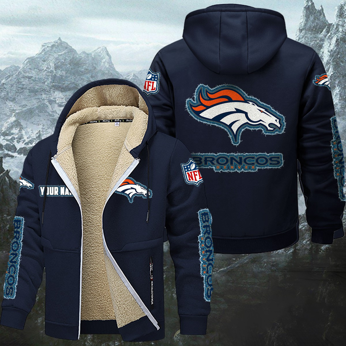 Denver Broncos Sherpa-Lined Zip Hoodie PBDWOD8