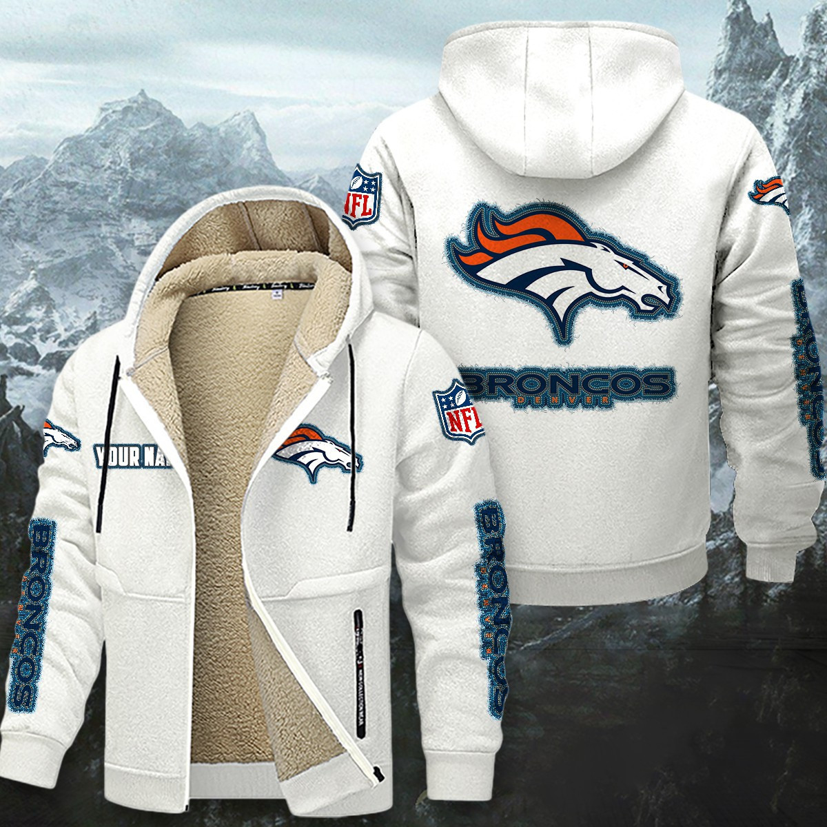 Denver Broncos Sherpa-Lined Zip Hoodie PBDWOD8