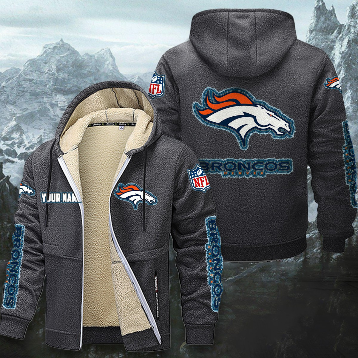 Denver Broncos Sherpa-Lined Zip Hoodie PBDWOD8