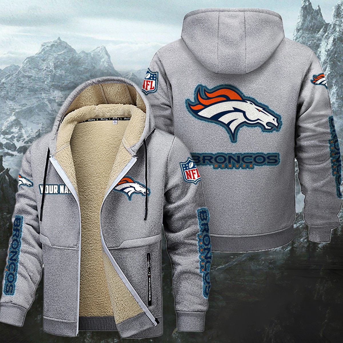 Denver Broncos Sherpa-Lined Zip Hoodie PBDWOD8