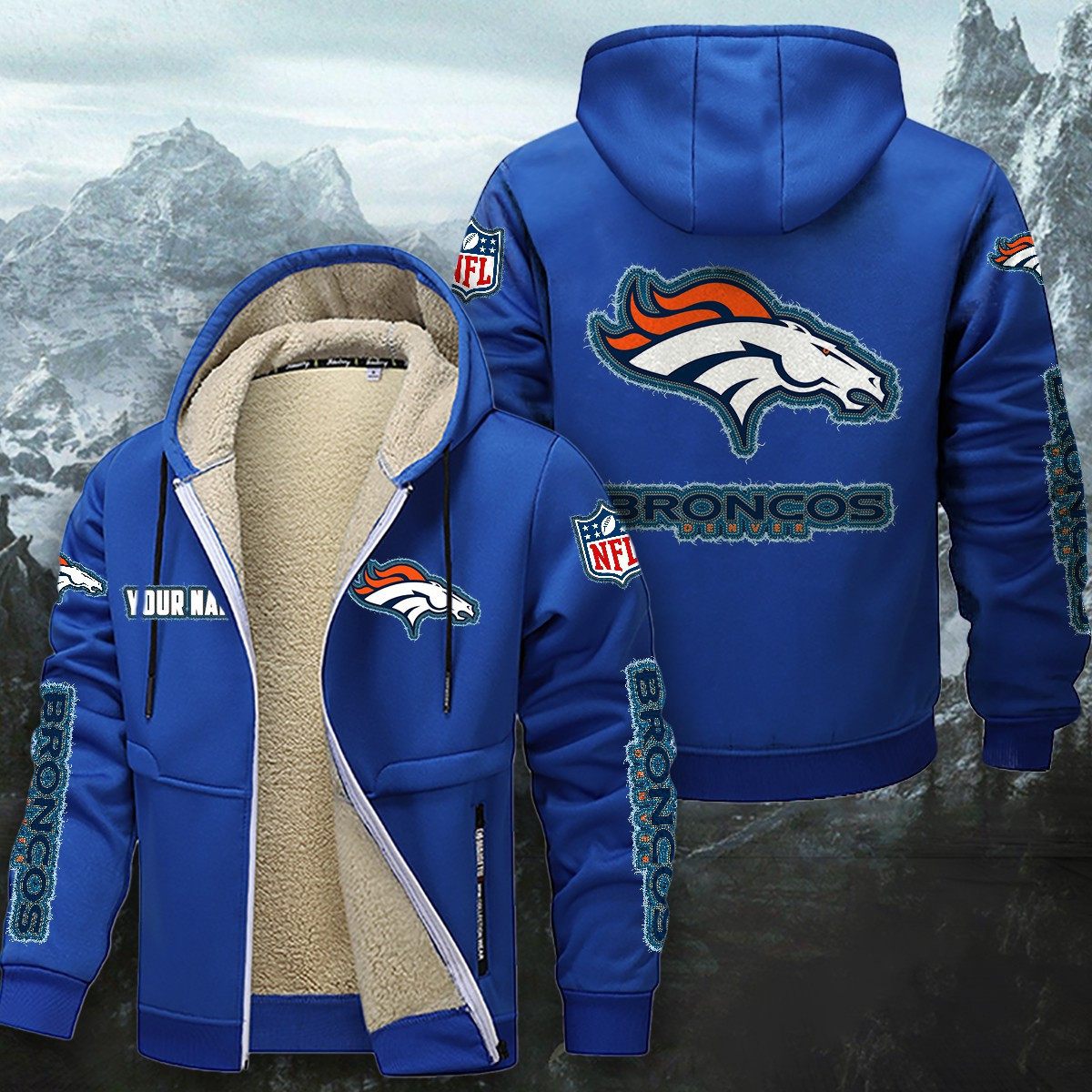 Denver Broncos Sherpa-Lined Zip Hoodie PBDWOD8