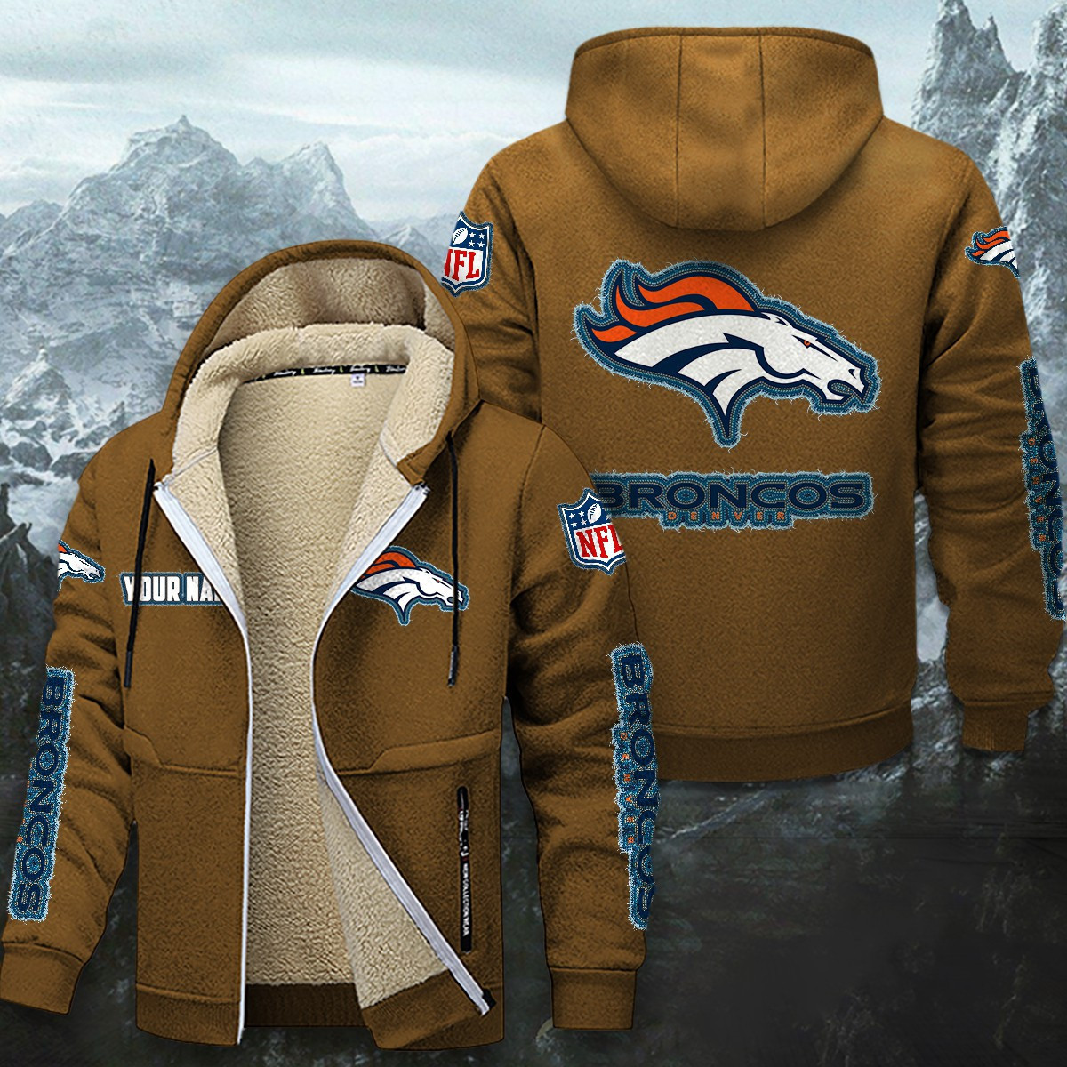 Denver Broncos Sherpa-Lined Zip Hoodie PBDWOD8
