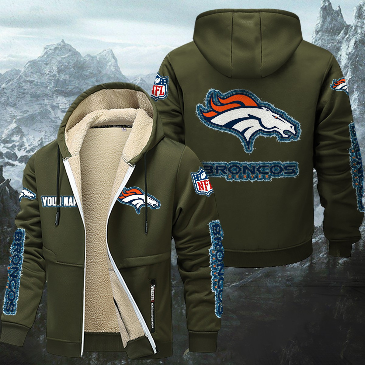 Denver Broncos Sherpa-Lined Zip Hoodie PBDWOD8