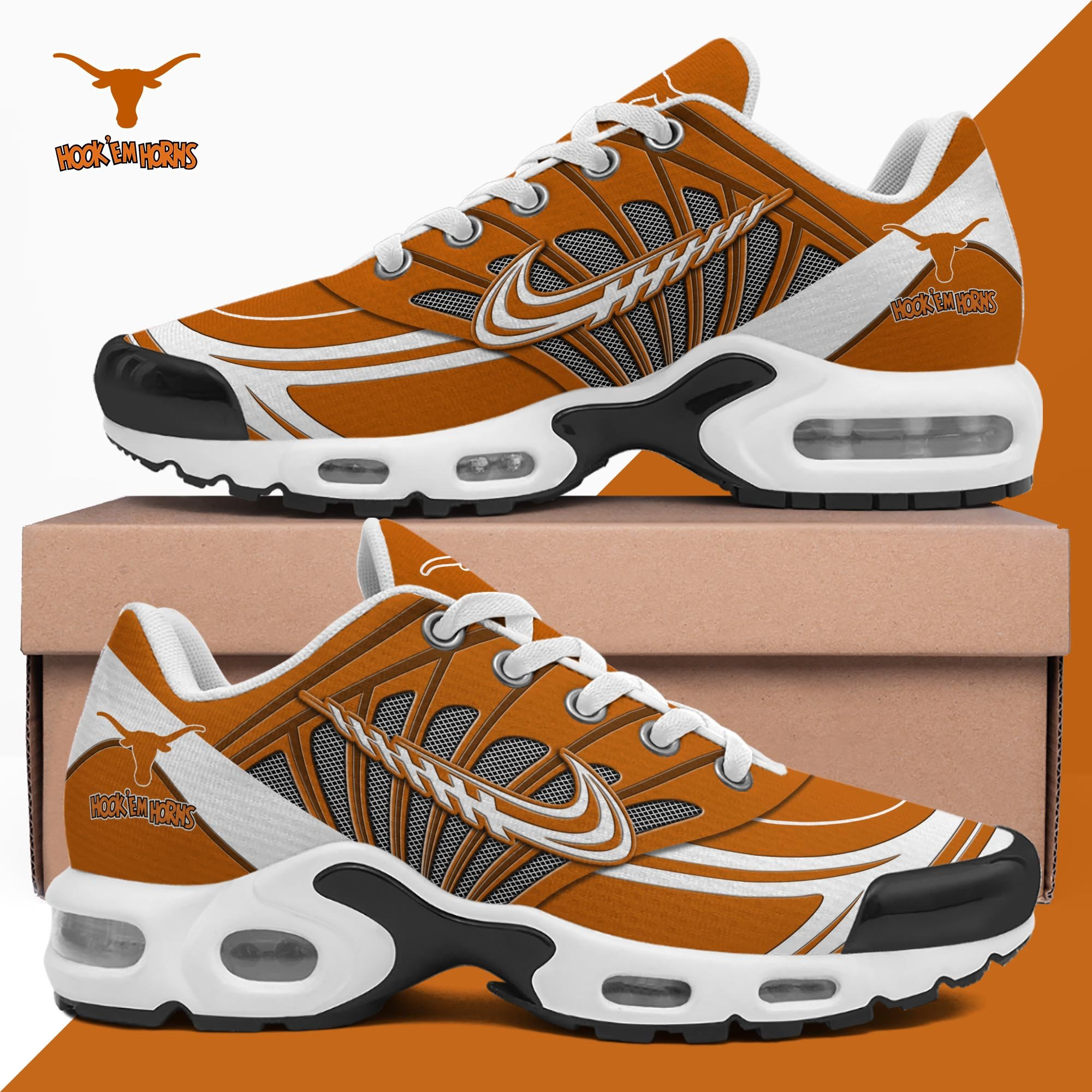 Texas Longhorns Personalized Plus T-N Youth Sneakers TD3V67