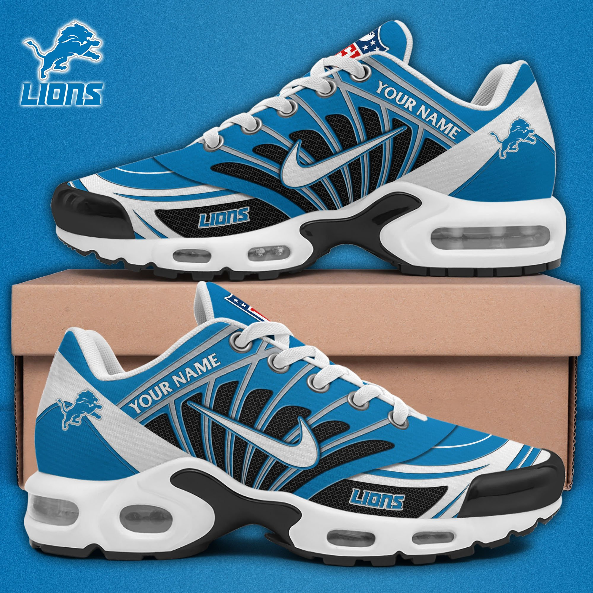 SPTBGT45C1-Detroit Lions Personalized Plus T-N Youth Sneakers