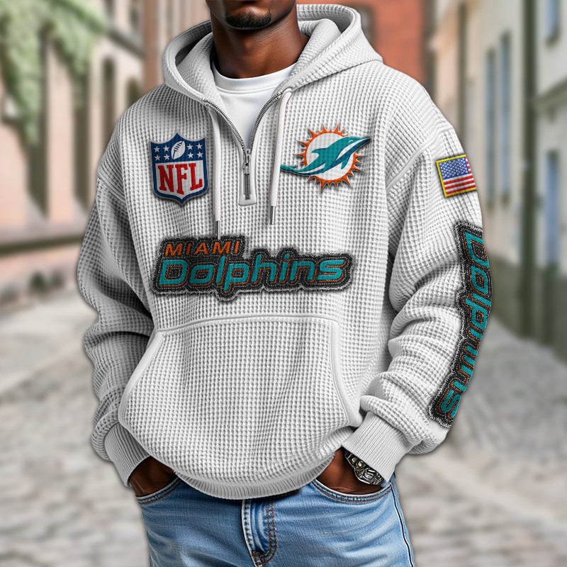 Miami Dolphins DMKT0020 Waffle Half Zip Hoodie