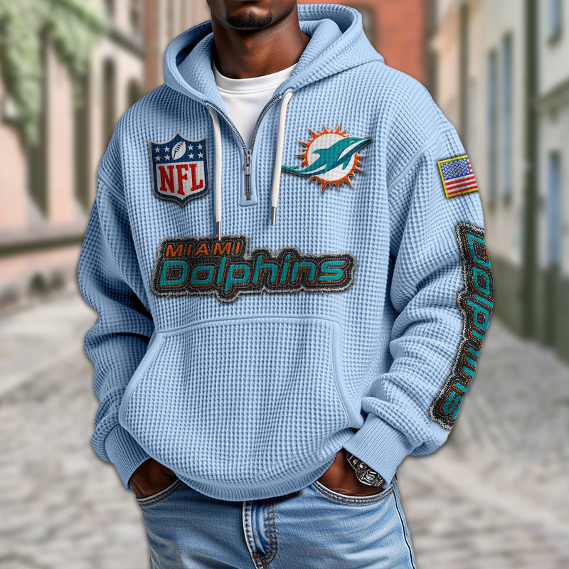 Miami Dolphins Waffle Half Zip Hoodie PBZD284