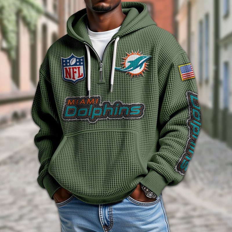 Miami Dolphins Waffle Half Zip Hoodie PBZD284