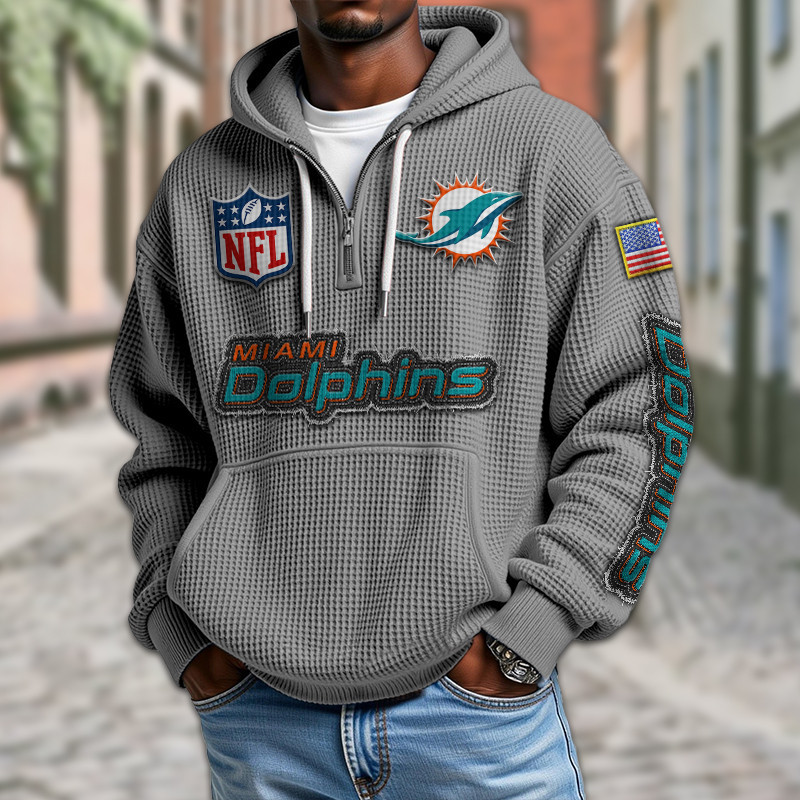 Miami Dolphins Waffle Half Zip Hoodie PBZD284