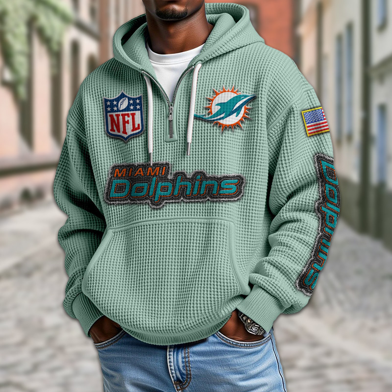 Miami Dolphins Waffle Half Zip Hoodie PBZD284