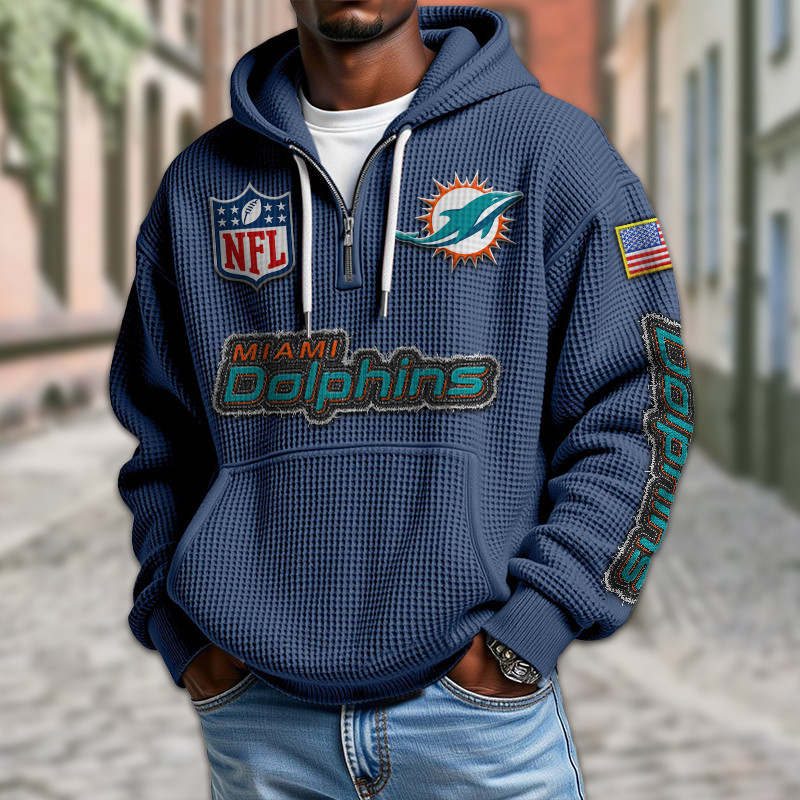 Miami Dolphins Waffle Half Zip Hoodie PBZD284