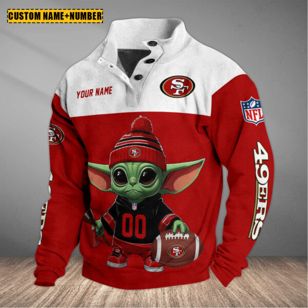San Francisco 49ers NFL Half Button Long Sleeve Hoodie S9DBSCH134F