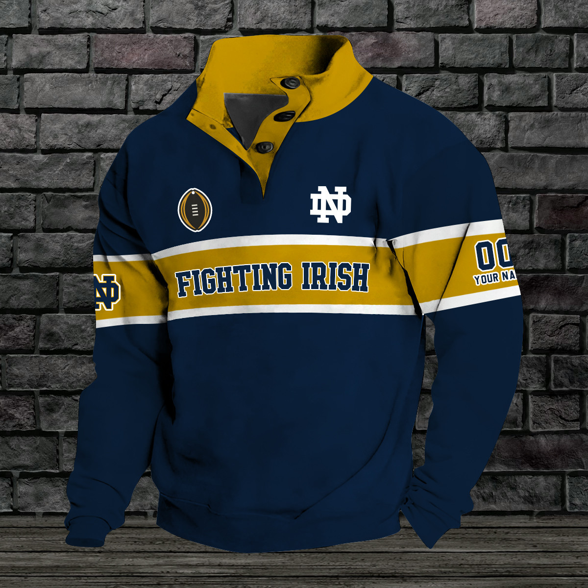 Notre Dame Double Breasted Stand Collar Hoodies PBYV6UE