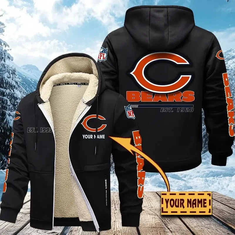 Chicago Bears Zip Up Fur Coat ANZTZH121