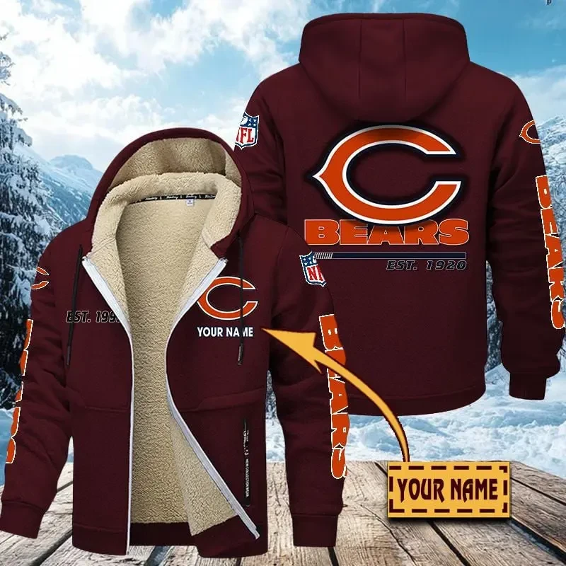 Chicago Bears Zip Up Fur Coat PBZ1L6W