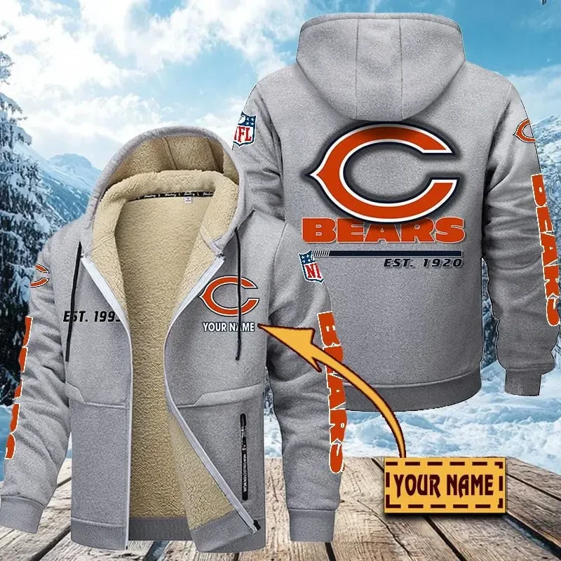 Chicago Bears Zip Up Fur Coat PBZ1L6W