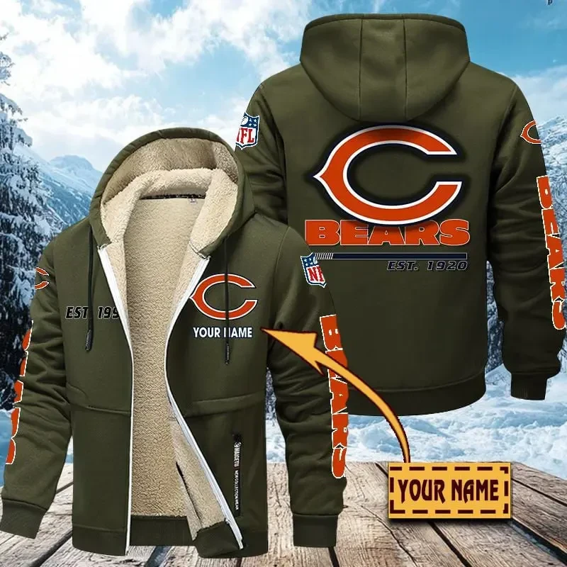 Chicago Bears Zip Up Fur Coat PBZ1L6W