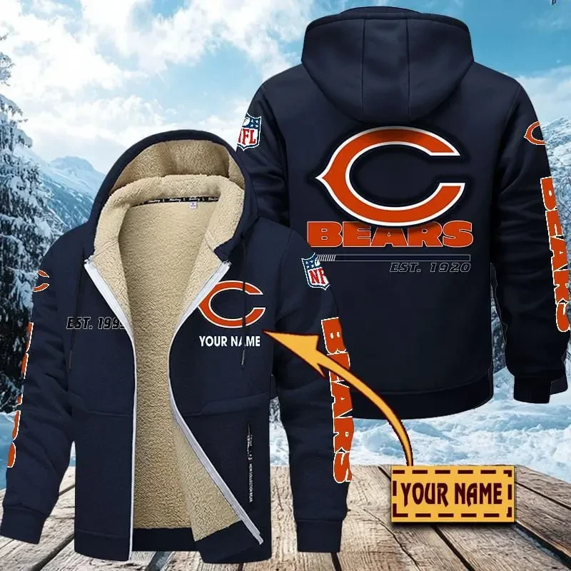 Chicago Bears Zip Up Fur Coat PBZ1L6W