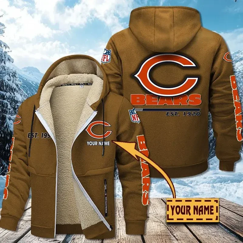 Chicago Bears Zip Up Fur Coat PBZ1L6W