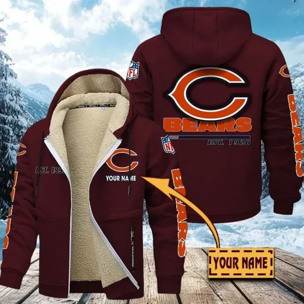 Chicago Bears Zip Up Fur Coat PBZ1L6W