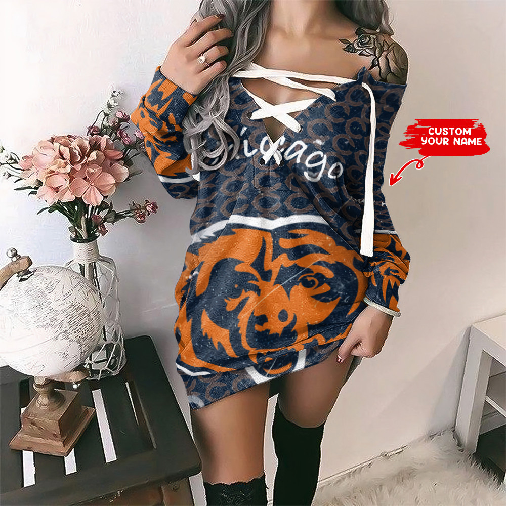 Chicago Bears Personalized Lace-Up Sweatshirt BGLU027