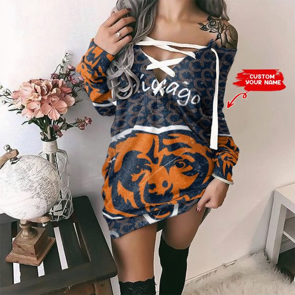 Chicago Bears Personalized Lace-Up Sweatshirt PB2BY6Q