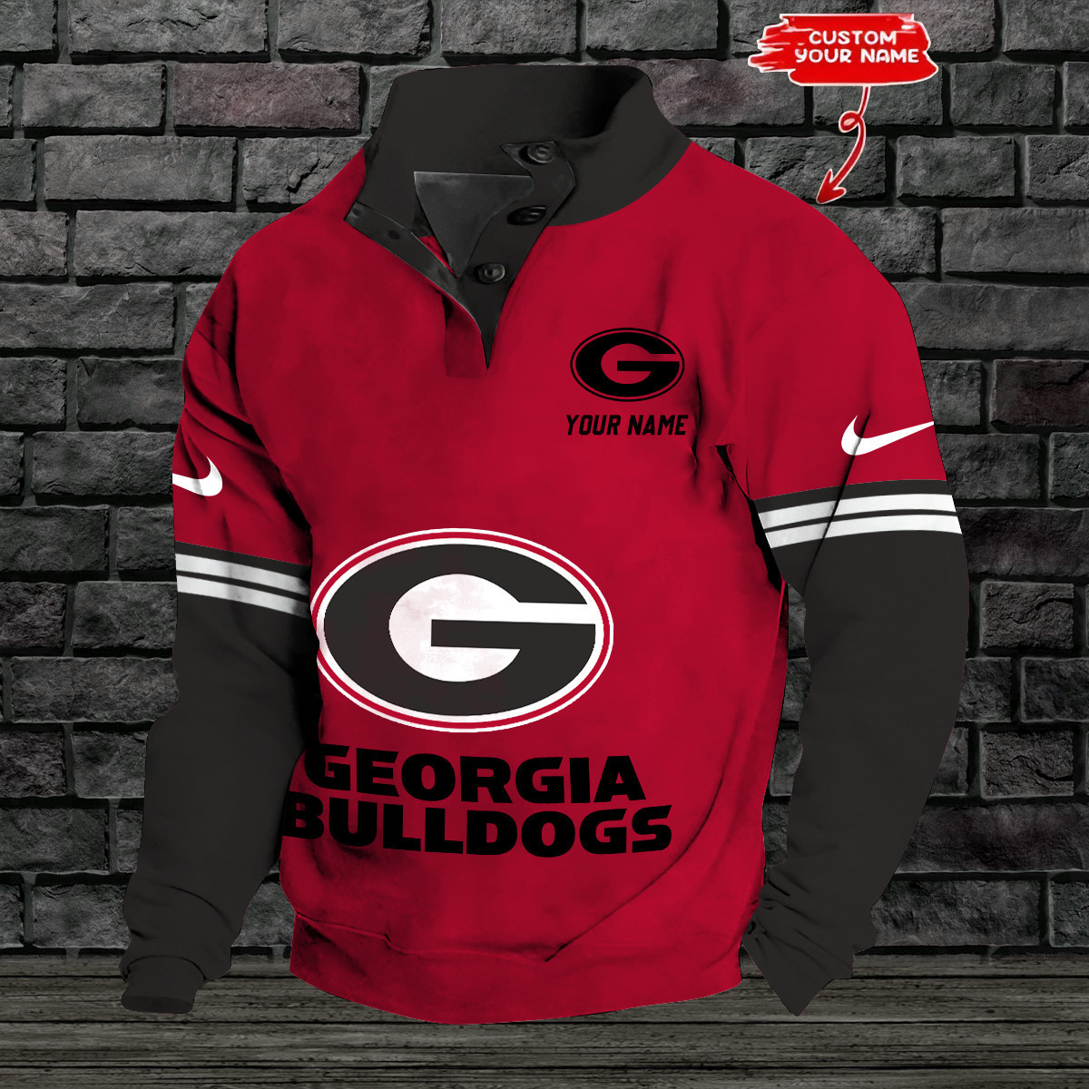 Georgia Bulldogs Double Breasted Stand Collar Hoodies OHIO21251R