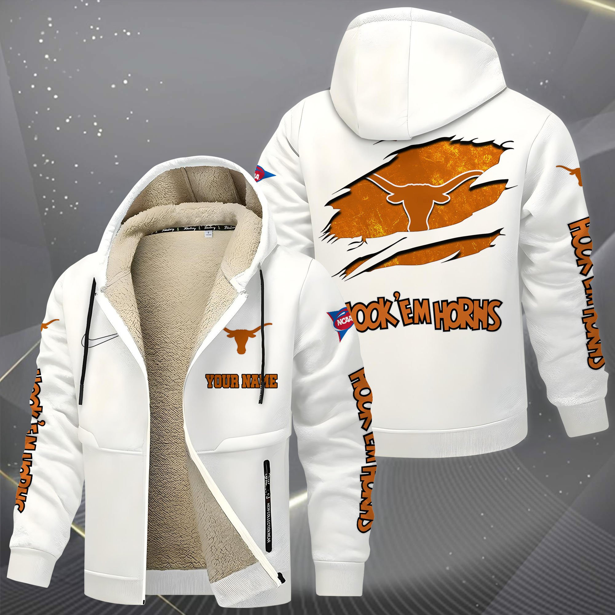 Texas Longhorns Hoodie Zip Velvet Coat PBHE8HY