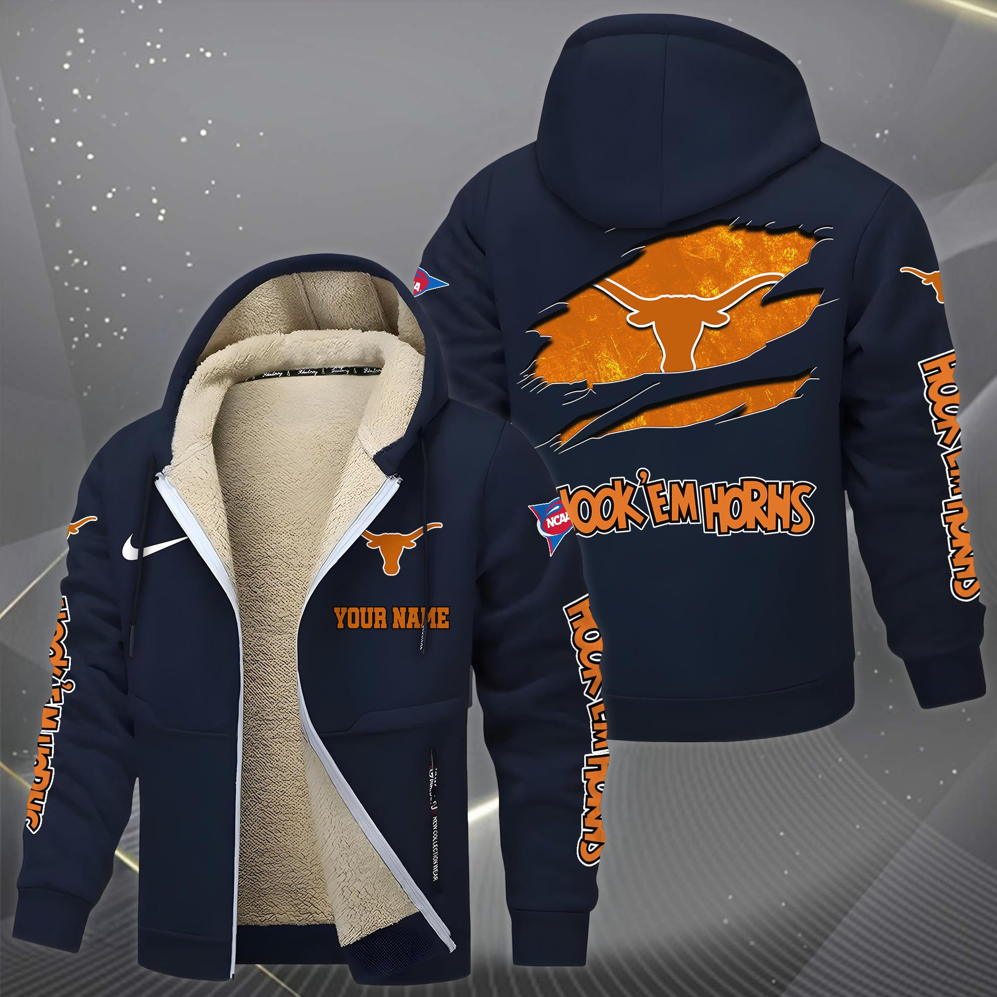Texas Longhorns Hoodie Zip Velvet Coat PBHE8HY