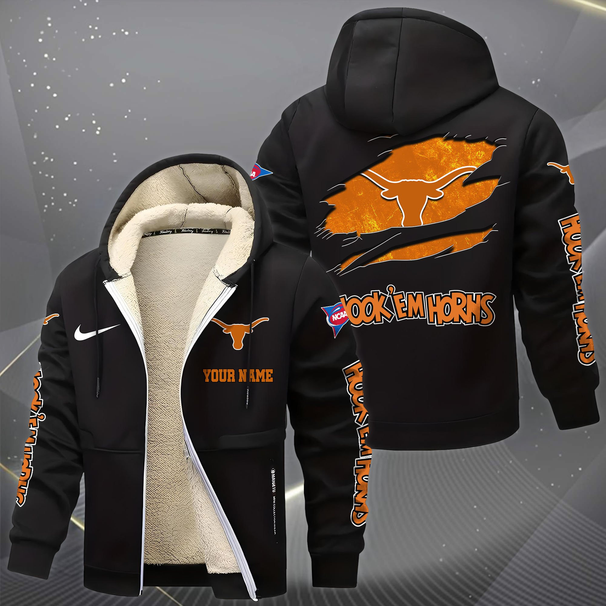 Texas Longhorns Hoodie Zip Velvet Coat PBHE8HY