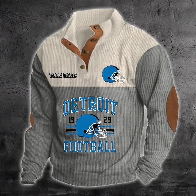 Detroit Lions Color Block Stand Collar Sweatshirt PB44ADM