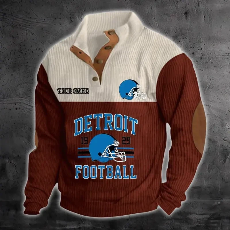 Detroit Lions Color Block Stand Collar Sweatshirt PB44ADM