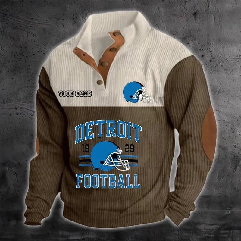 Detroit Lions Color Block Stand Collar Sweatshirt PB44ADM