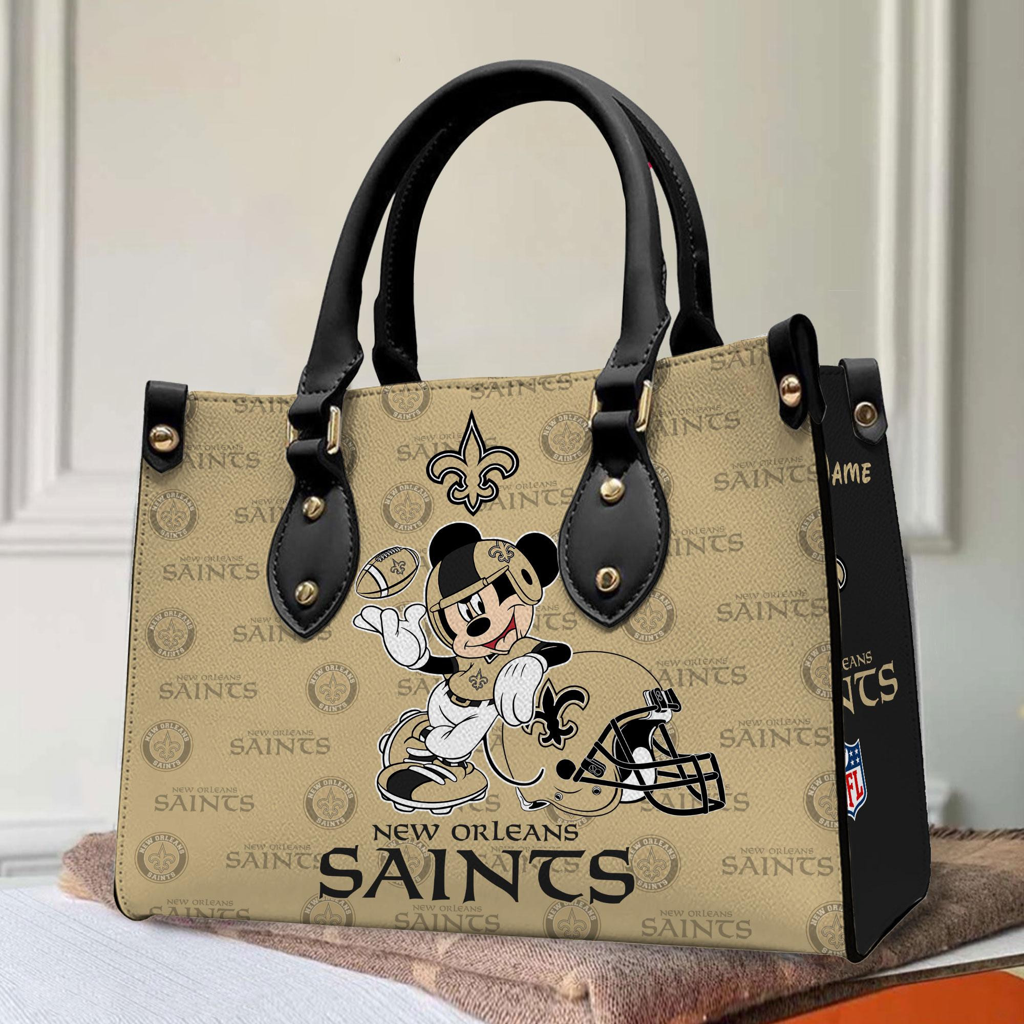 New Orleans Saints Personalized Leather Hand Bag PB484LB