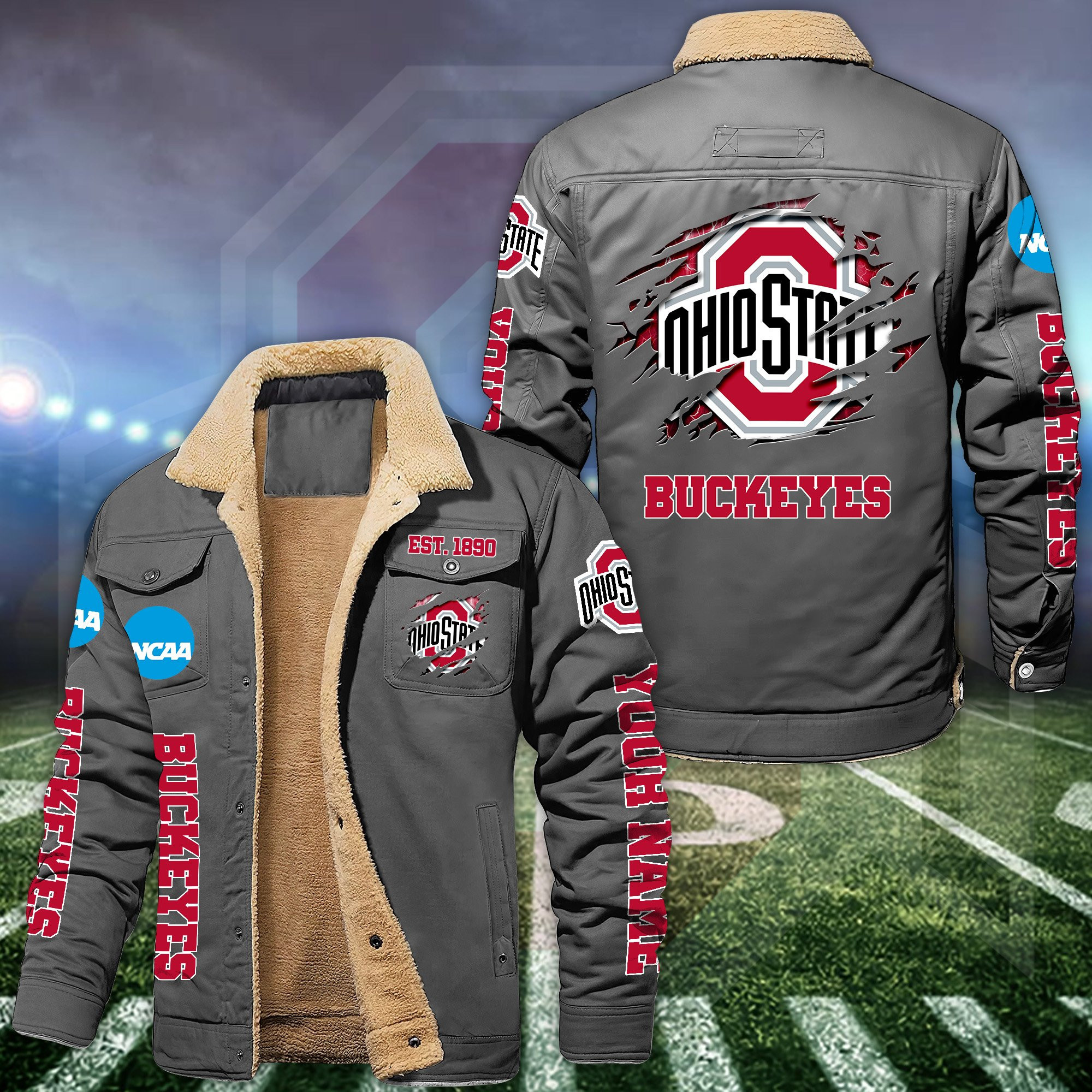 Ohio State Buckeyes Fleece Lined Cargo Jacket Custom Your Name 2024 version PBKTS2R