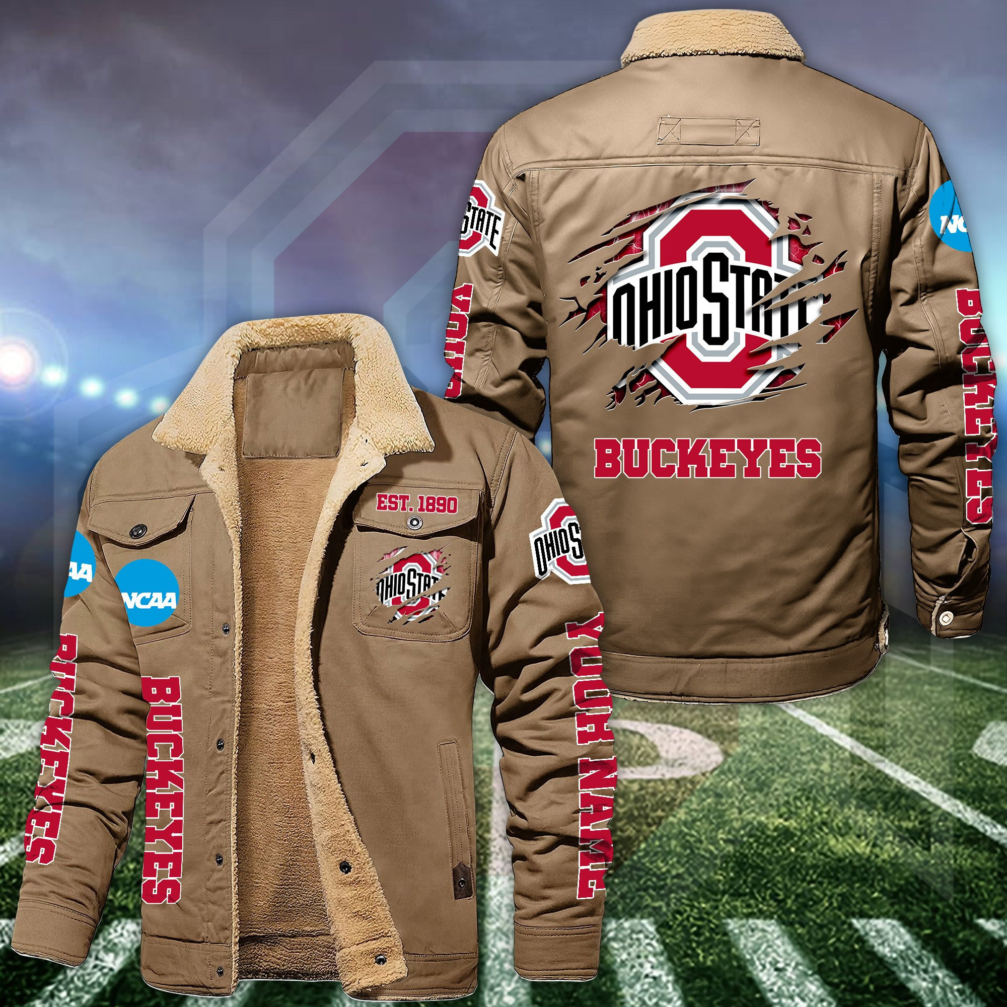 Ohio State Buckeyes Fleece Lined Cargo Jacket Custom Your Name 2024 version PBKTS2R