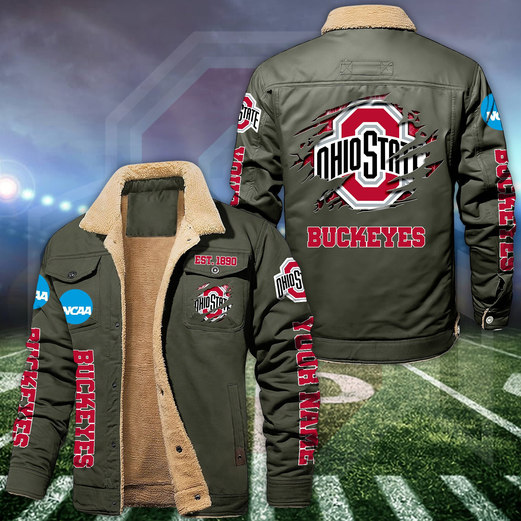Ohio State Buckeyes Fleece Lined Cargo Jacket Custom Your Name 2024 version PBKTS2R