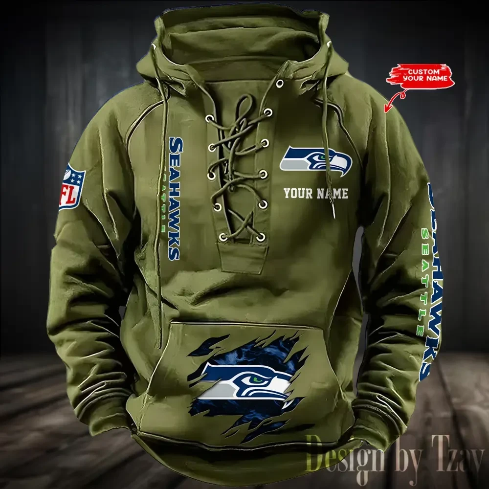 SPTS9HLUH125-Seattle Seahawks Men's Hooded Lace-up Hoodie
