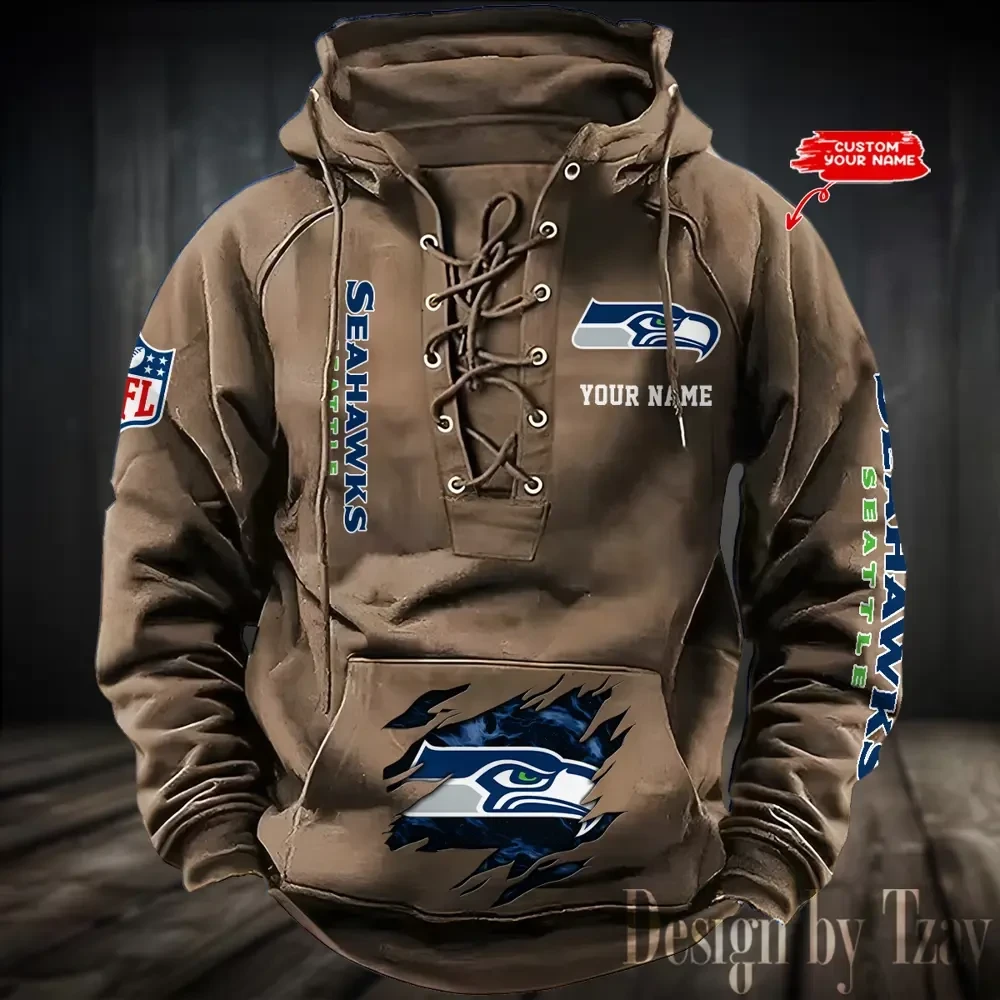 Seattle Seahawks Men's Hooded Lace-up Hoodie PB3EIM8