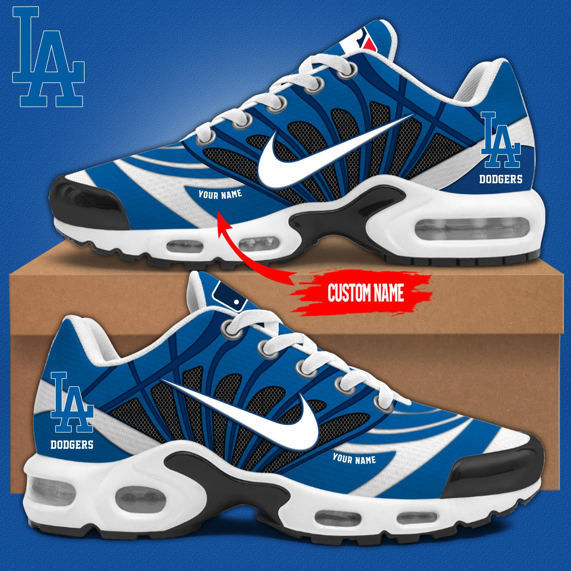 Los angeles dodgers Personalized Plus T-N Youth Sneakers TD31