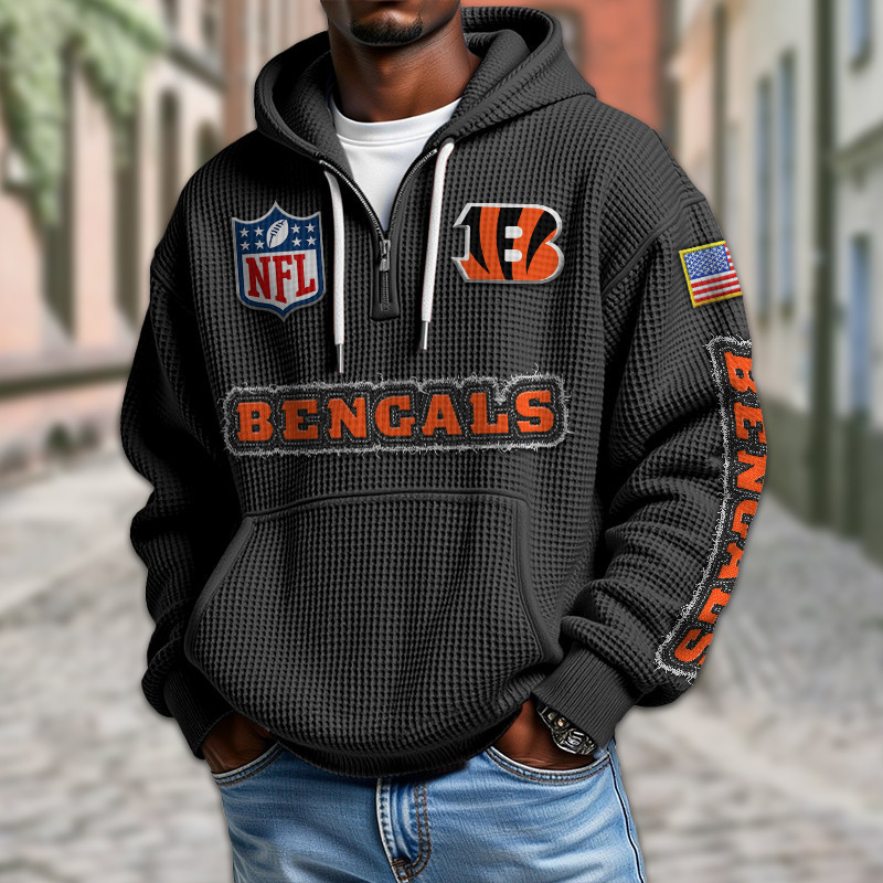 Cincinnati Bengals DMKT0007 Waffle Half Zip Hoodie