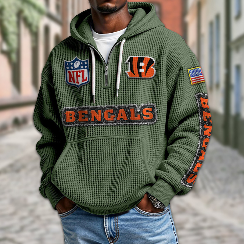 Cincinnati Bengals Waffle Half Zip Hoodie PB1EYWE