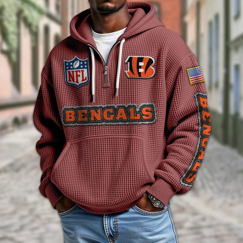Cincinnati Bengals Waffle Half Zip Hoodie PB1EYWE