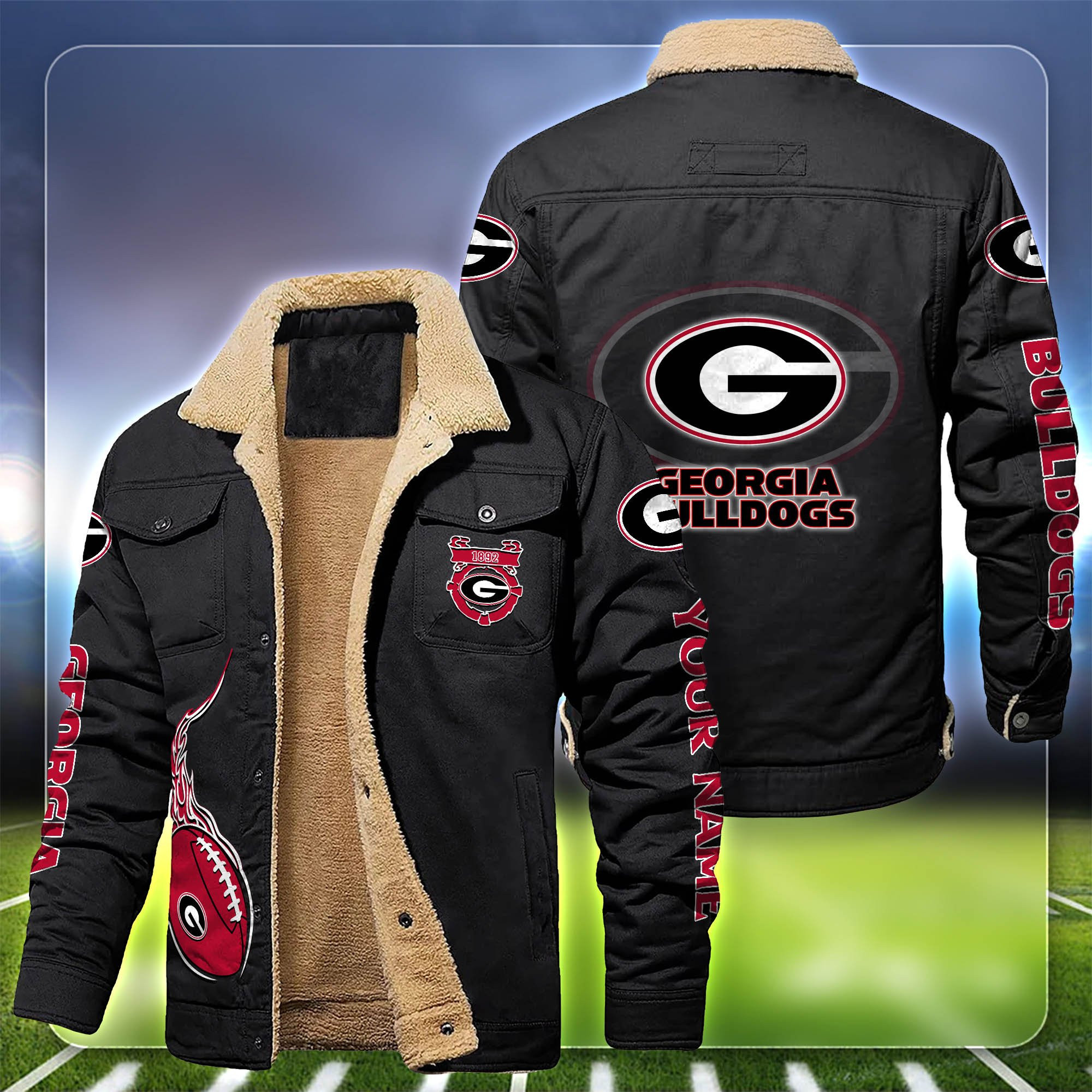 Georgia bulldogs Fleece Lined Cargo Jacket Custom Your Name 2024 version SX343S
