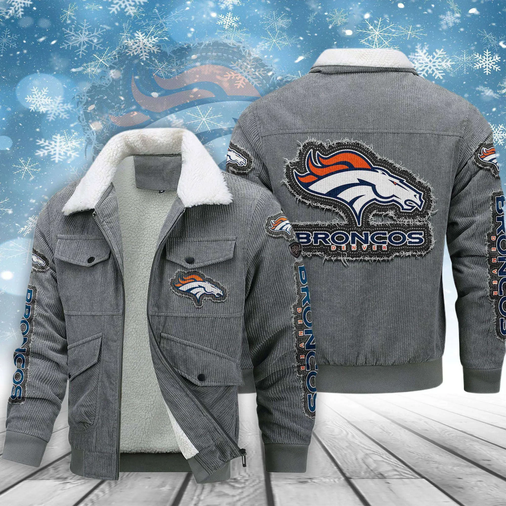 Denver Broncos Men's Thickened Corduroy Jacket ANZVITCJ010 ( SIZE M - 8 XL )