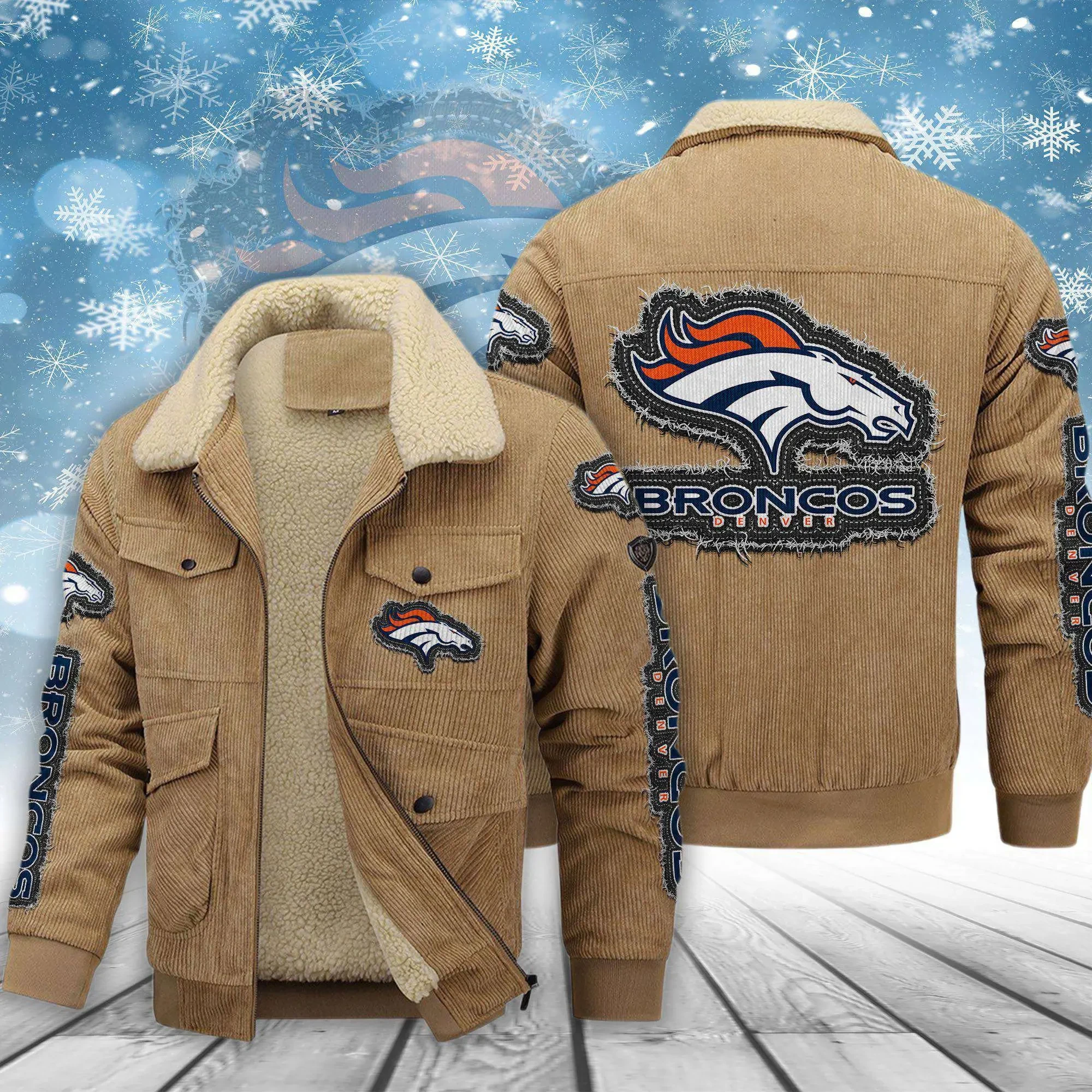 Denver Broncos Men's Thickened Corduroy Jacket ( SIZE M - 8 XL ) PB3B3OP