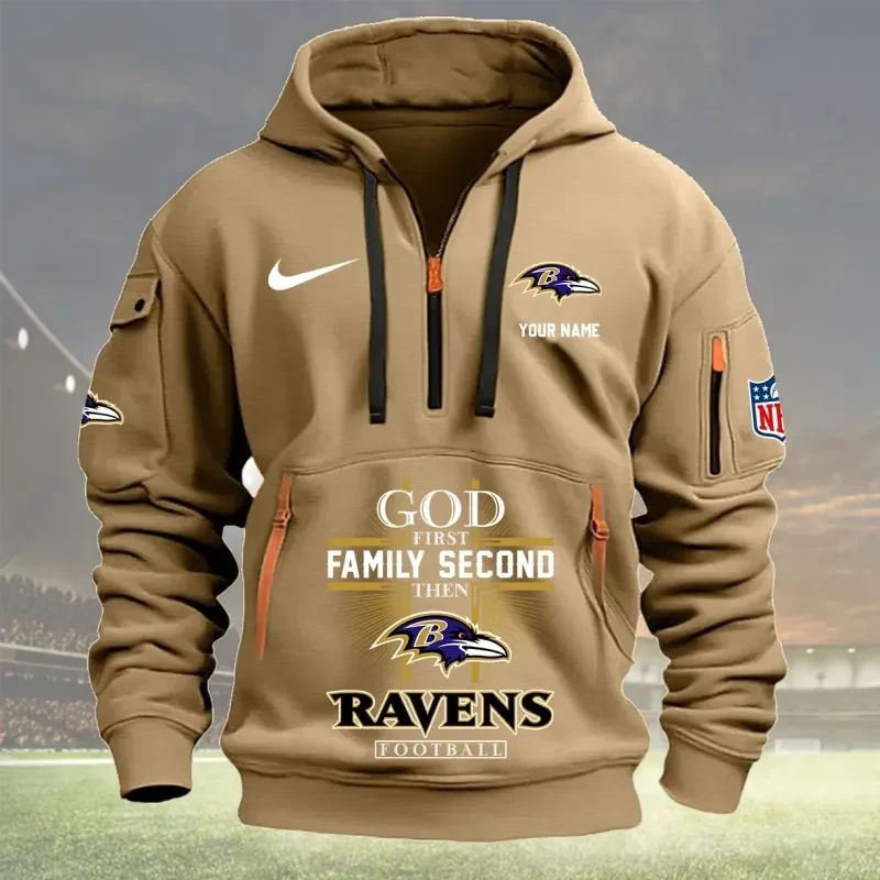 Baltimore Ravens Personalized Quarter Zip Hoodie New Collection AZBTQZH000243